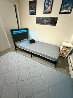 2 Twin Bed Frames with LED Headboard