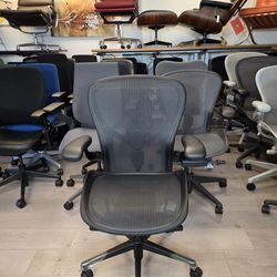 🔥BRAND NEW!🔥HERMAN MILLER REMASTERED AERON SPECIAL EDITION ONYX COLOR POSTURE-FIT SL SATIN ALUMINUM FRAME/BASE FULLY ADJUSTABLE ARMS SEAT ANGLE REAR