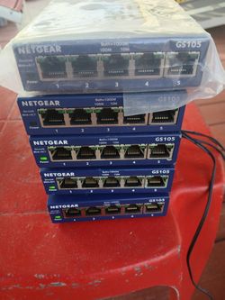 Lot Of 5 NETGEAR ProSafe GS105 5 Port Gigabit Desktop Switch W/ Power Cord ~ TESTED
