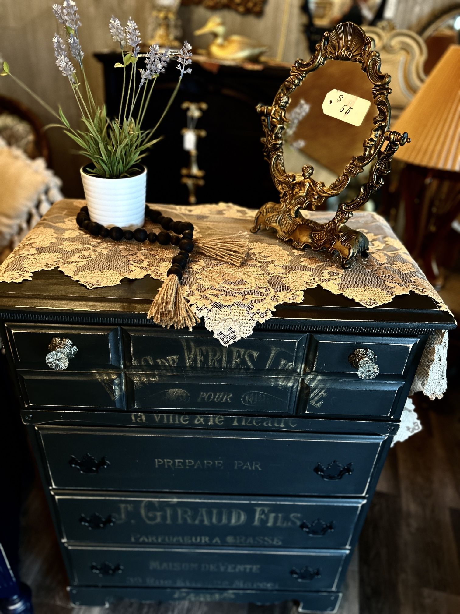 Vintage Black French Farmhouse Dresser
