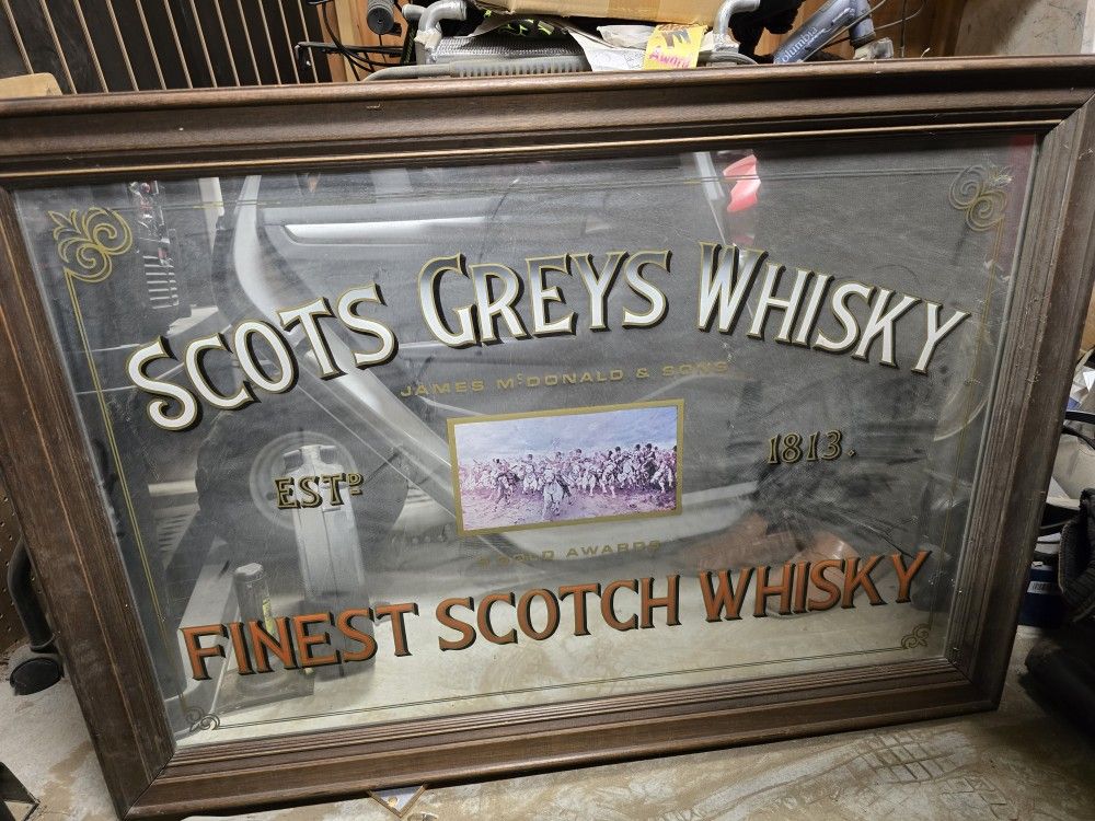 scots greys whiskey mirror Vintage