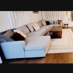 Large 5 Seater Light Grey Sectional Sofa