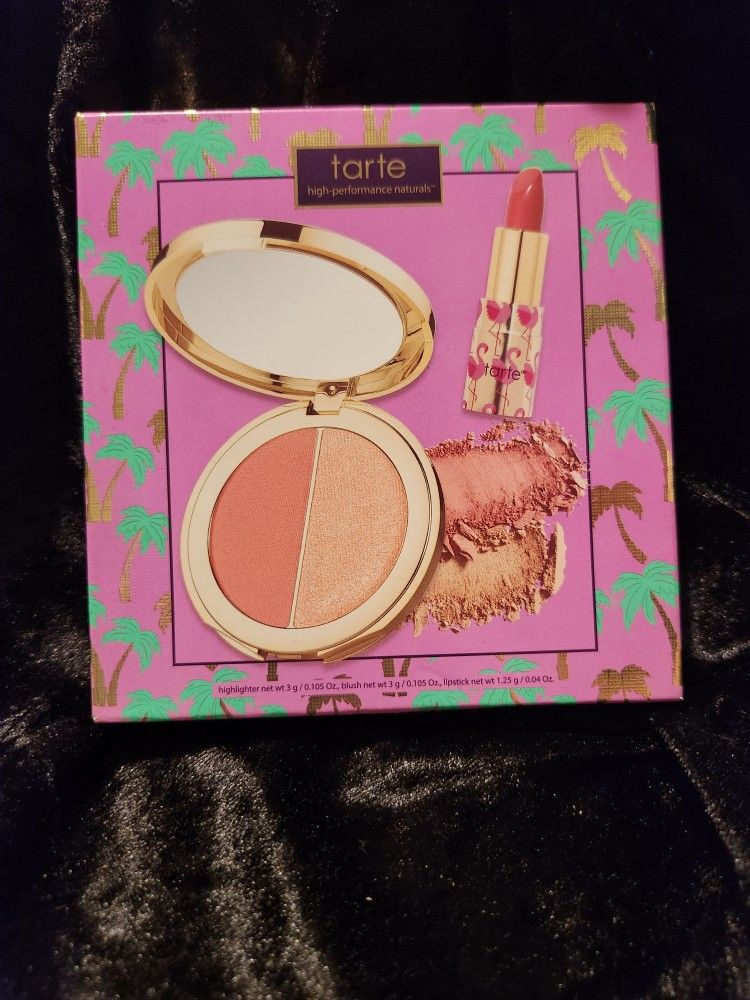 Tarte Double Duty Beauty Peachy Glow Blush/Highlighter & Pink Flamingo Glide & Go Buttery Lipstick🦩💄