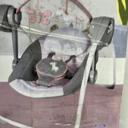 Ingenuity Comfort 2 Go Portable Baby Swing - Flora The Unicorn (Grey/Pink) NOB 