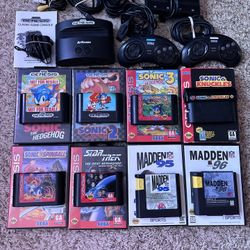 Sega Genesis Console and 8 games