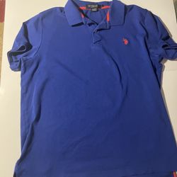 Men's Blue Polo Shirt Good Condition Large Size Button Collar Casual Wear Sport