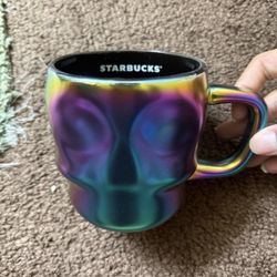 New with tags Starbucks Halloween Skull Oil Slick Mug