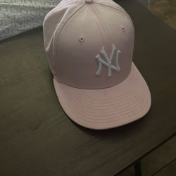 light pink yankee fitted hat 