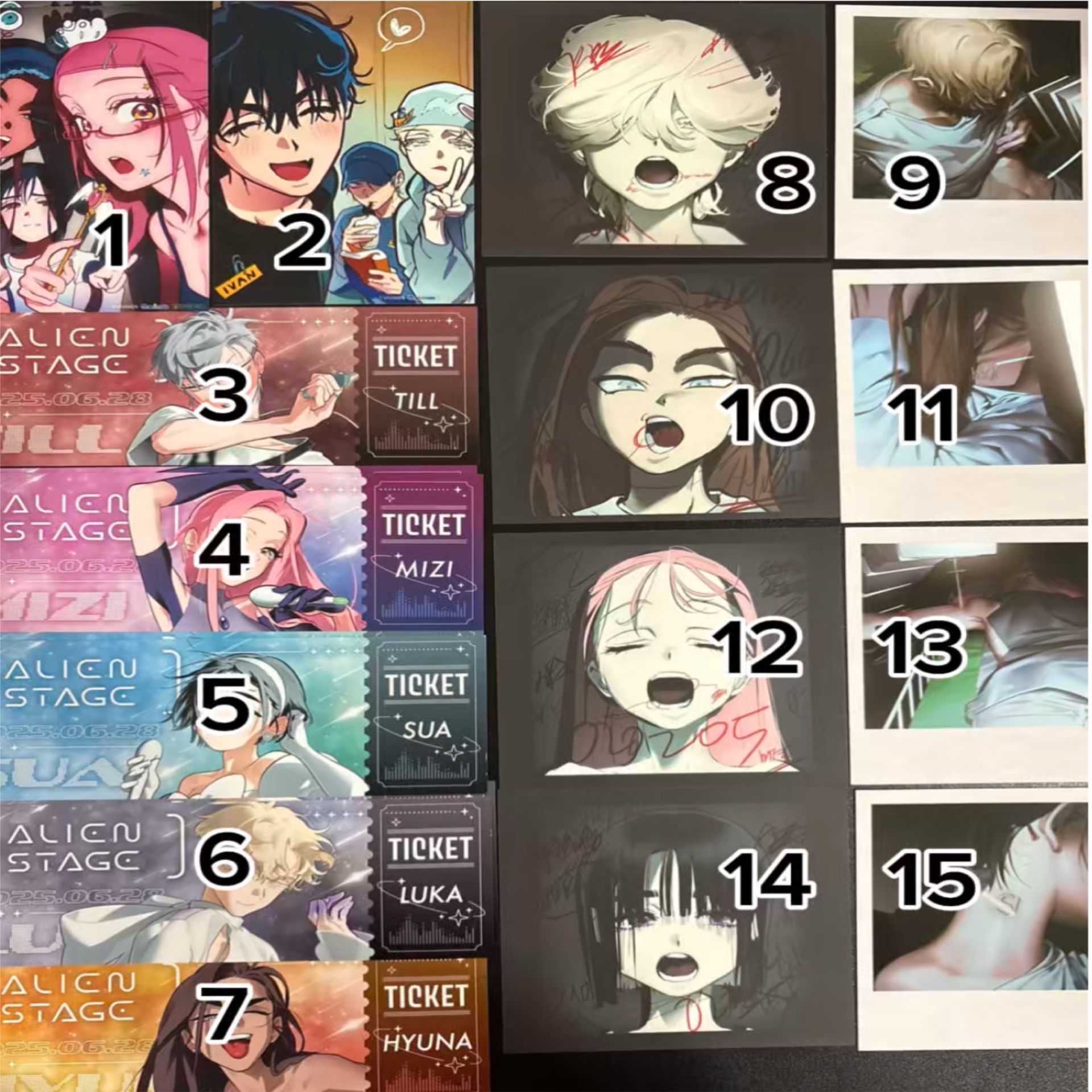 Alien Stage Tickets, Postcards, Polaroids 