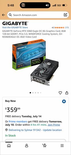GIGABYTE GeForce RTX 5060 Eagle OC 8G Graphics Card,
