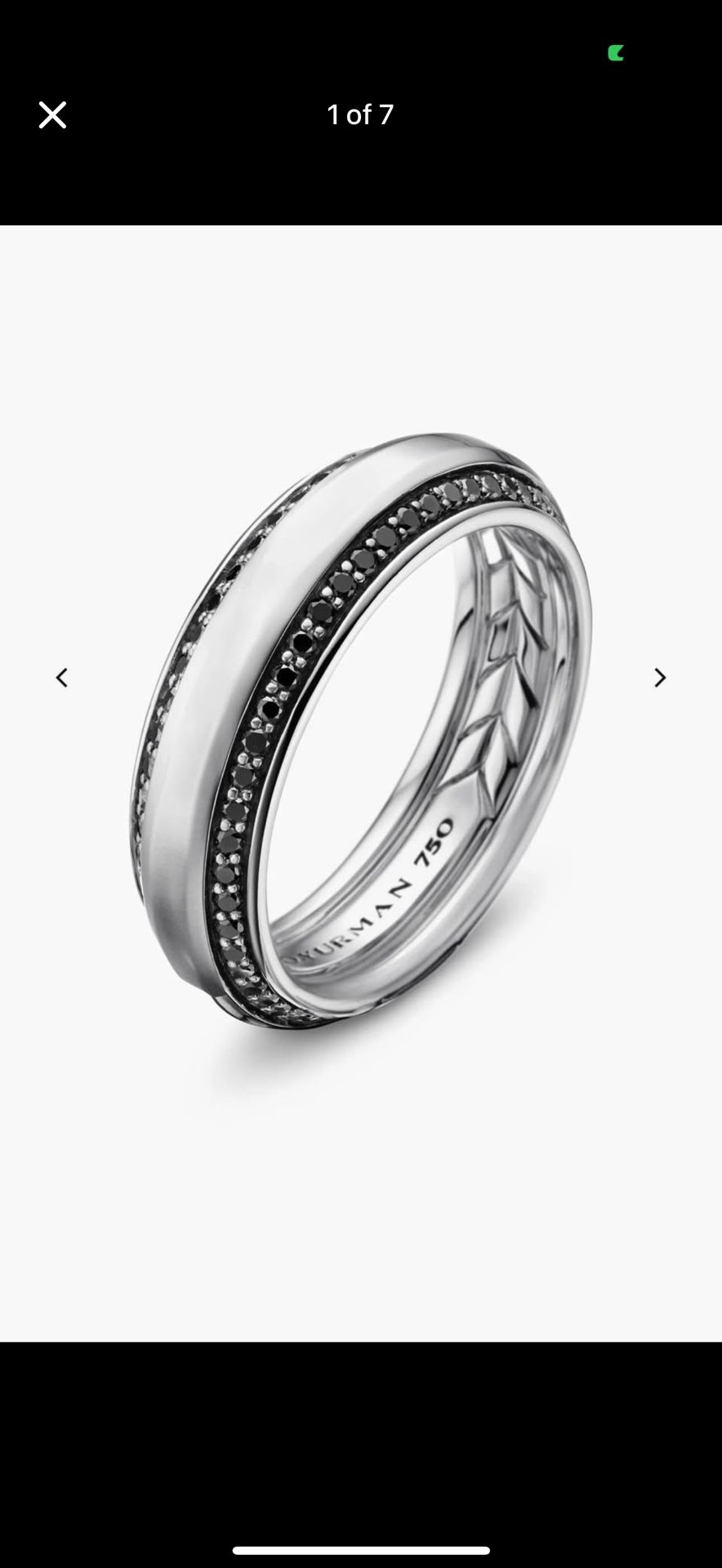 David Yurman 18k White Gold & Black Diamond Ring - Size 8.5 - NEVER USED!