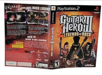 ARTWORK ONLY PlayStation 2 Guitar Hero III 3 Legends of Rock (NO GAME / NO CASE). The image displays the original cover art insert (front, spine, and 