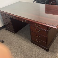 Desk, Credenza With Matching File Cabinets, And Bookcase