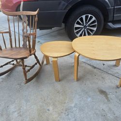 Tables and rocking chair combo
