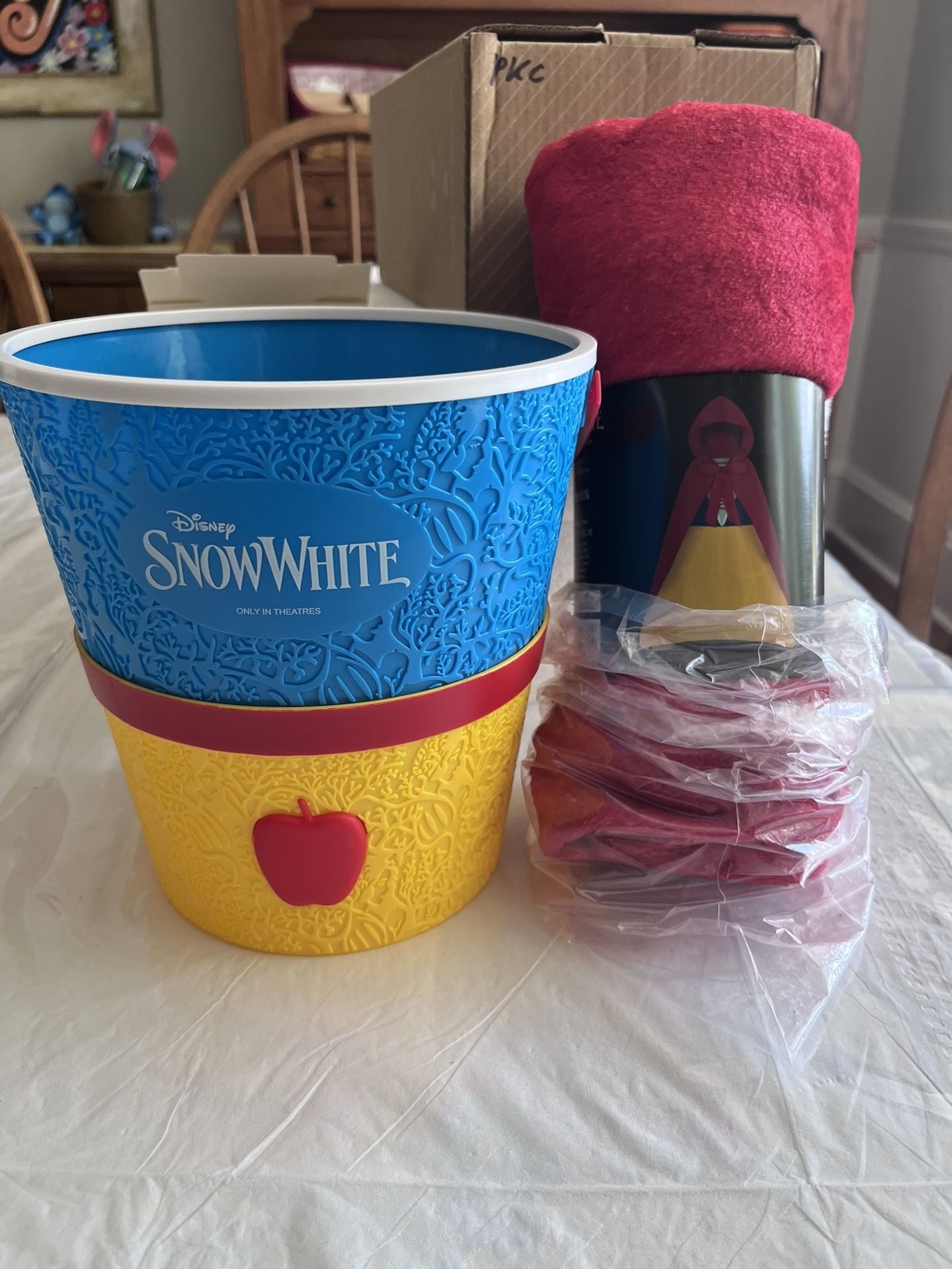 Snow White Popcorn bucket and hooded Blanket