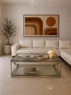 Glass and Chrome Coffee Table with Lower Shelf