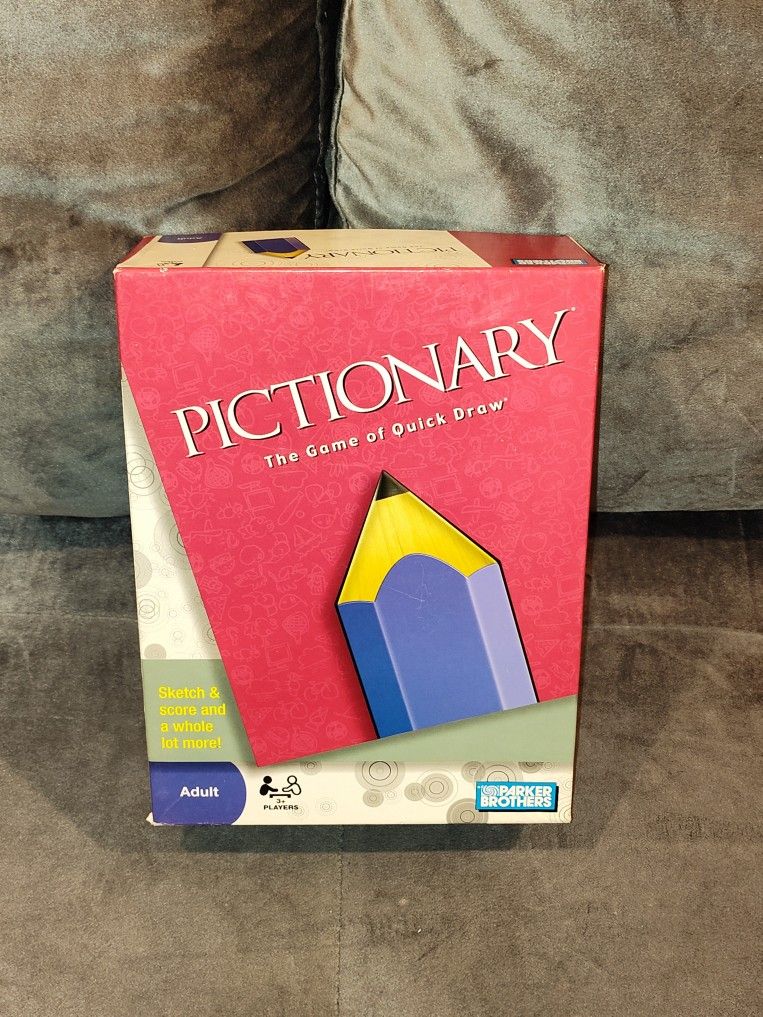 MILTON BRADLEY / PARKER BROTHER PICTIONARY THE QUICK DRAW BOARD GAME COMPLETE - 2 TO 4 PLAYERS AGES- ADULT