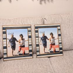 New Large 11x14 Wood Photo Frames Distressed Blue Nautical Wood