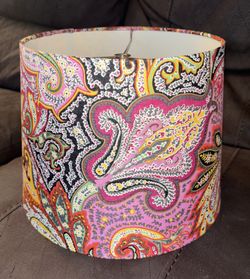Gorgeous New Vibrant Multi-Colors Spring Styled  Paisley Print Drum Shape Lamp Shade! Med/Lg Size - So Unique! 