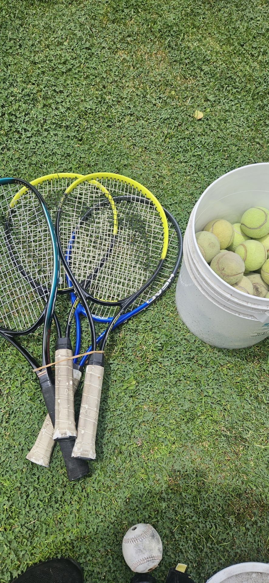 Tennis racket and balls