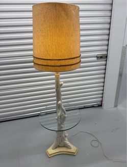 Vintage Nardini Studio Floor Lamp with Glass Table Shelf 66” Tree Trunk Style
