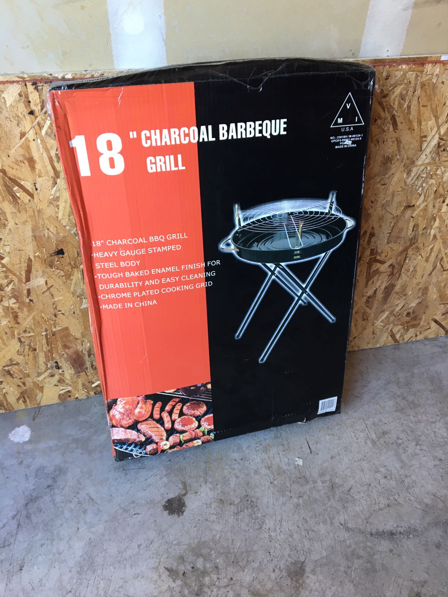 Charcoal No-Lid BBQ Grill 18” NEW