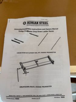 Adrian Steel Dodge ProMaster Drop-Down Ladder Rack Manual