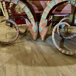 Solid Bronze Rams Heads Dinning Table Base