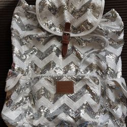 Victorias Secret Love Pink Glitter Glamour White Backpack