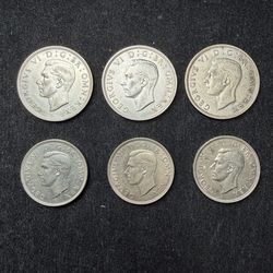 6 Great Britain silver coins