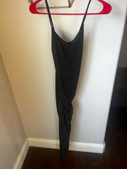 Black Hi-Low Thigh Slit Cocktail Gown