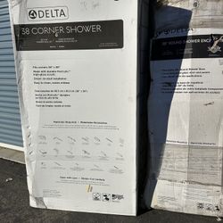 Hi everyone   We have this corner shower set only door and walls for now i dont have the base but you can order online Retails price both items $990 w