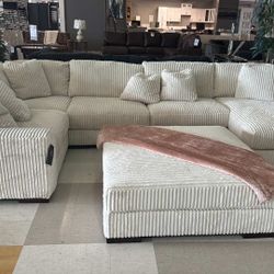 Lindyn U Shaped Modular Ivory Corduroy Sectional Couch Set 👉 PLEASE ASK FOR JON GREEN WHEN YOU ARRIVE!