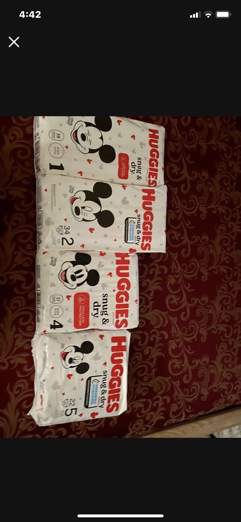HUGGIES DIAPERS $10 Each Sizes 1-2-5  out of (4)