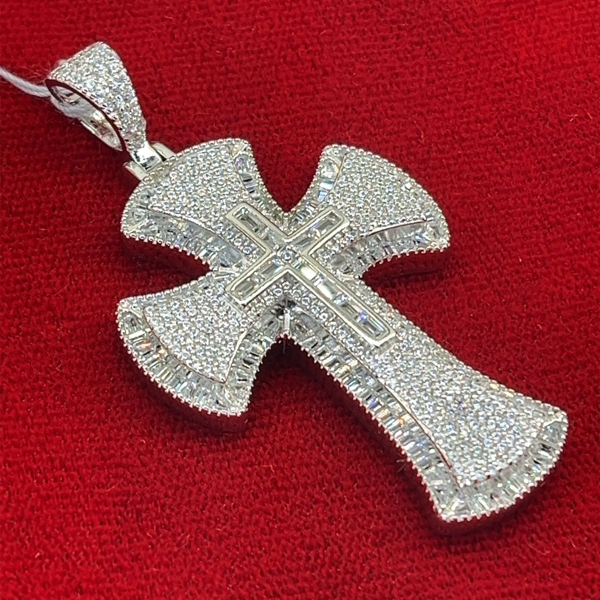 925 Silver Pendant With Cz Cross With Round And Baguettes, 15.4 G 179153–4