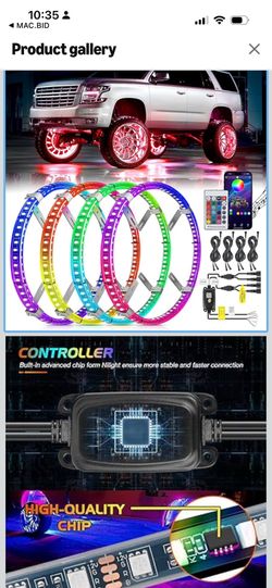 Nilight 4PCS 17.5inch Double Row LED Wheel Ring Lights RGB with APP and Remote Control Neon Light w/Turn Signal and Braking Function Dual Row for Car 