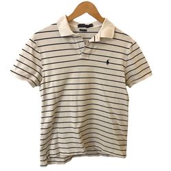 Polo by Ralph Lauren Striped Short Sleeve Custom Slim Fit Polo Shirt Mens sz M