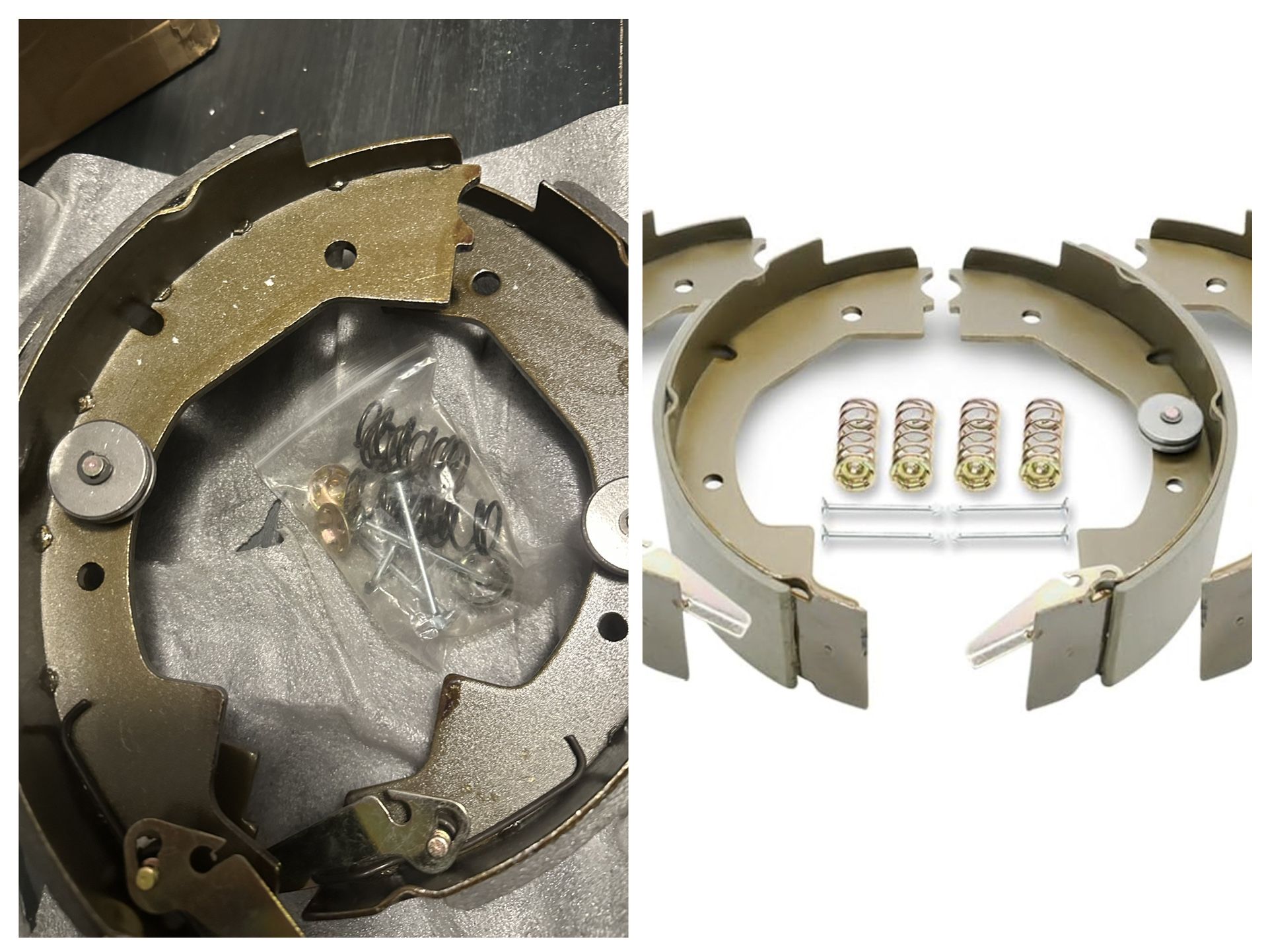 RV Murts 2 Pairs 10" x 2-1/4" Electric Trailer Brake Shoes Self-Adjusting Replacement Kits for 2Ibs Trailer 4 Holes Brake Assembly (Left & Rig