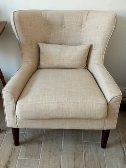 Two Cream Upholstered Accent Chairs