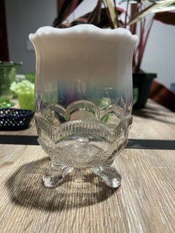 Hobnail Manila Opalescent Spooner