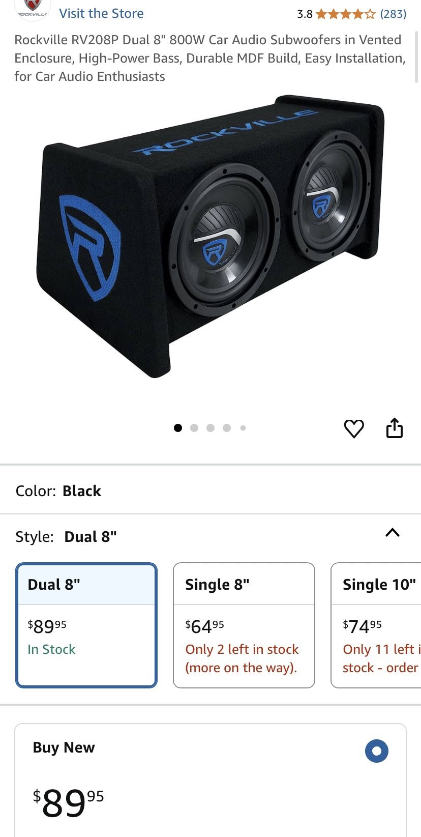 Rockville Dual 8 , 800w Subwoofer