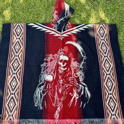 Santa Muerte Alpaca Poncho