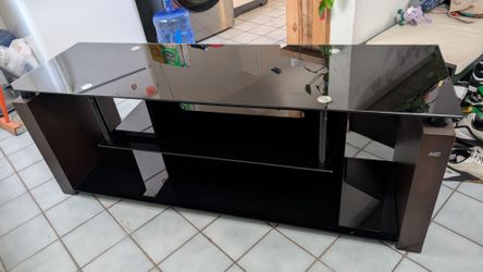 60"x 18" Dark Cherry/ Black Glass Entertainment Center