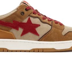 BAPE STA Low Sneakers – Size 10 – Tan/Red Colorway