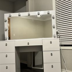 Gorgeous 7 Drawer Glass Top  Vanity 
