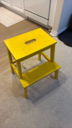 Yellow Wooden Two-Step Step Stool