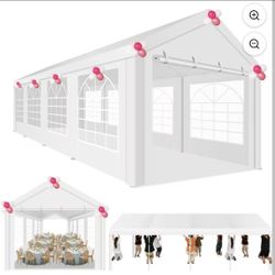 COBIZI 10x30ft Party Tent Heavy Duty, Wedding Tent, Event Tent for Parties, Carpas para Fiestas with 6 Removable Sidewalls, 10x30 Tent with Built-in S