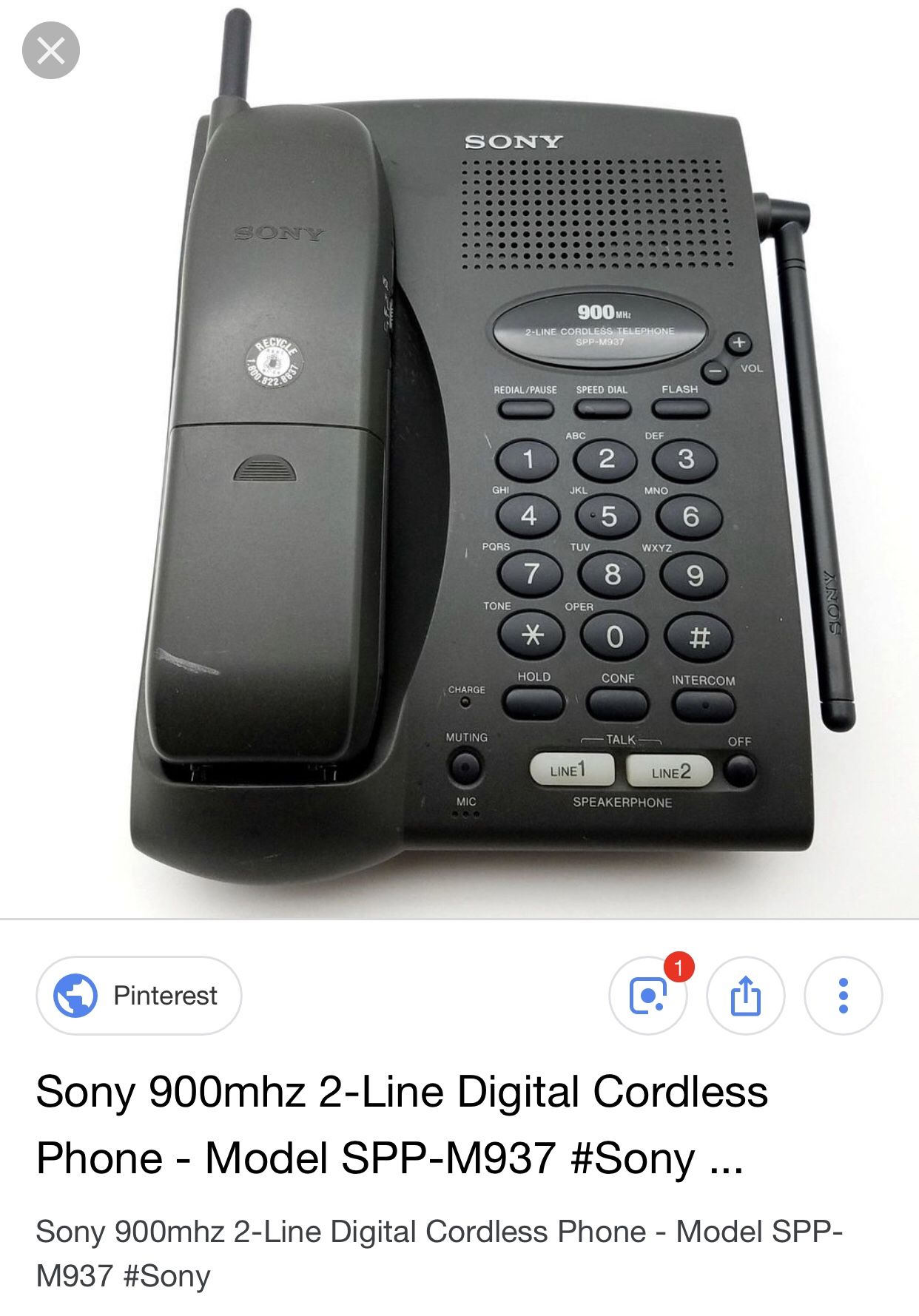 SONY 2 Line Digital Cordless Phone