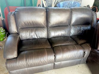 Dark Brown Leather  sofa and chair