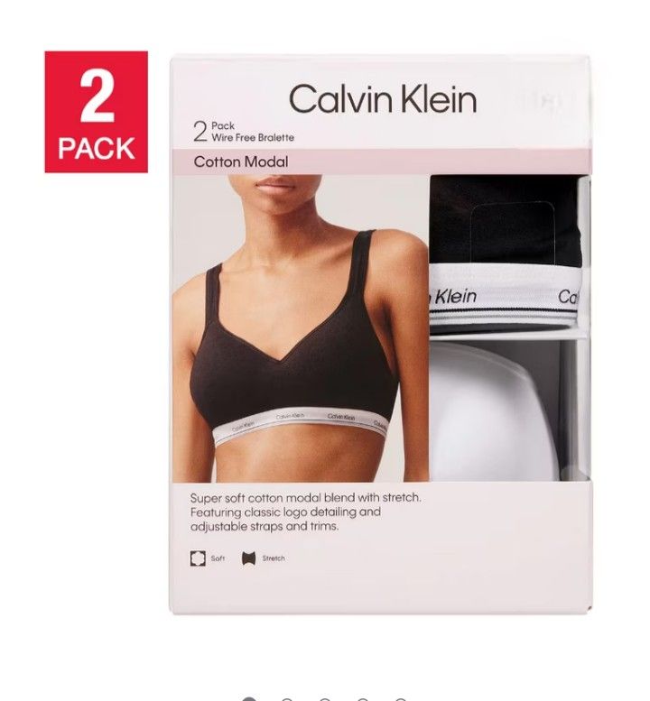 Calvin Klein Women's Cotton Modal Balance Wire Free Bra Bralette (Black/White